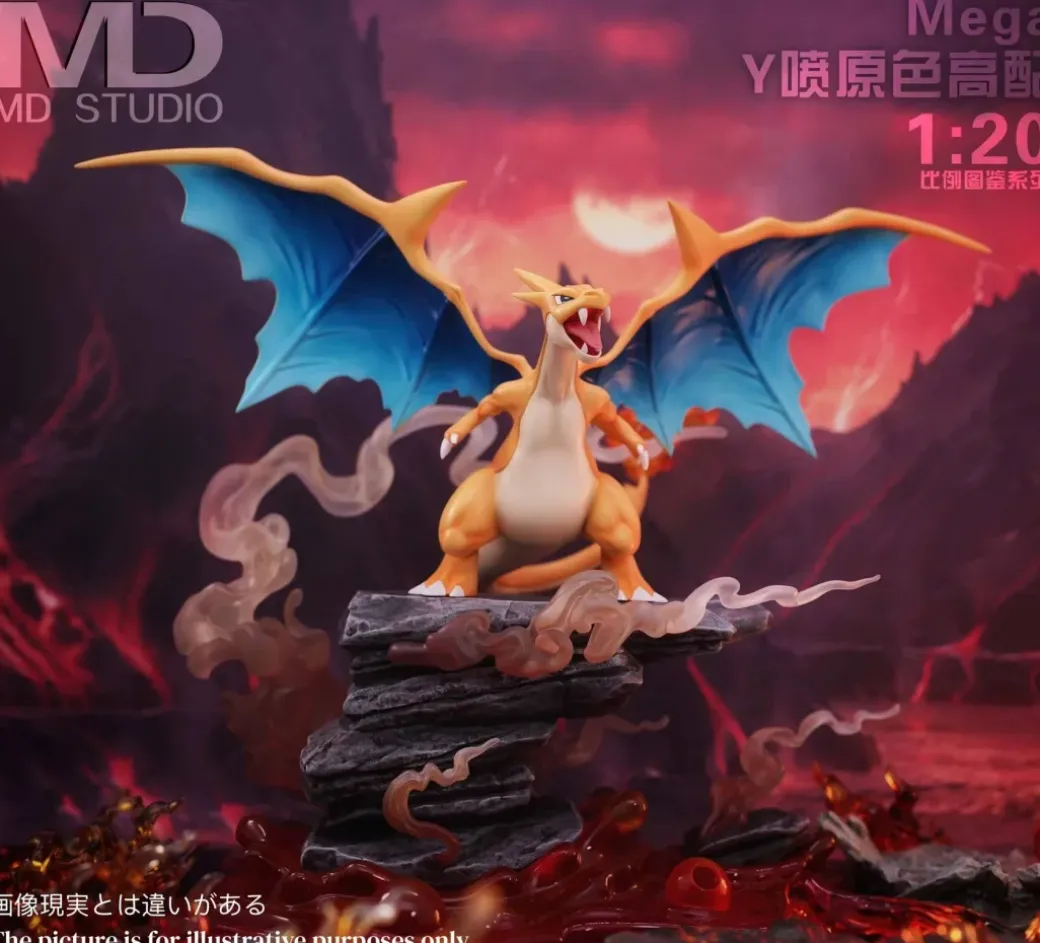 1/20 Scale World Zukan Evolution of Charizard Set & Mega Charizard Y 2.0 - Pokemon Resin Statue - MD-Studio