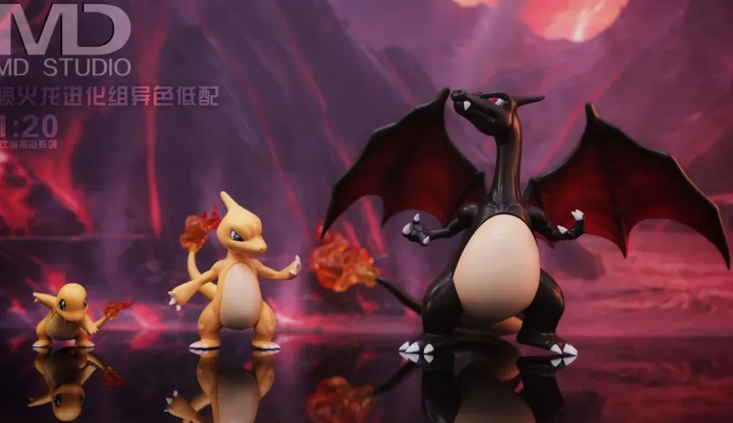 1/20 Scale World Zukan Evolution of Charizard Set & Mega Charizard Y 2.0 - Pokemon Resin Statue - MD-Studio