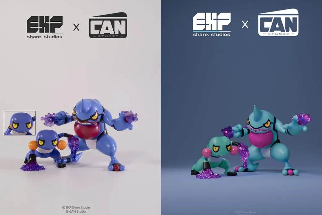 1/20 Scale World Zukan Evolution of Croagunk Set - Pokemon Resin Statue - EXP Share Studios