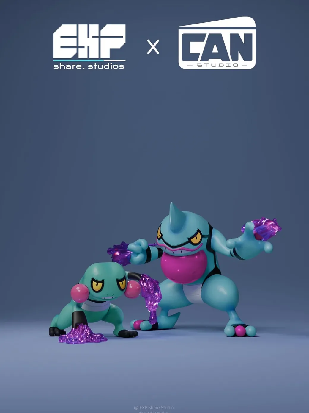 1/20 Scale World Zukan Evolution of Croagunk Set - Pokemon Resin Statue - EXP Share Studios
