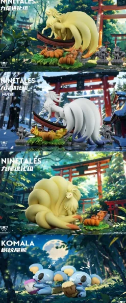 1/20 Scale World Zukan Evolution of Ninetales Set & Komala - Pokemon Resin Statue - Wonder Studio