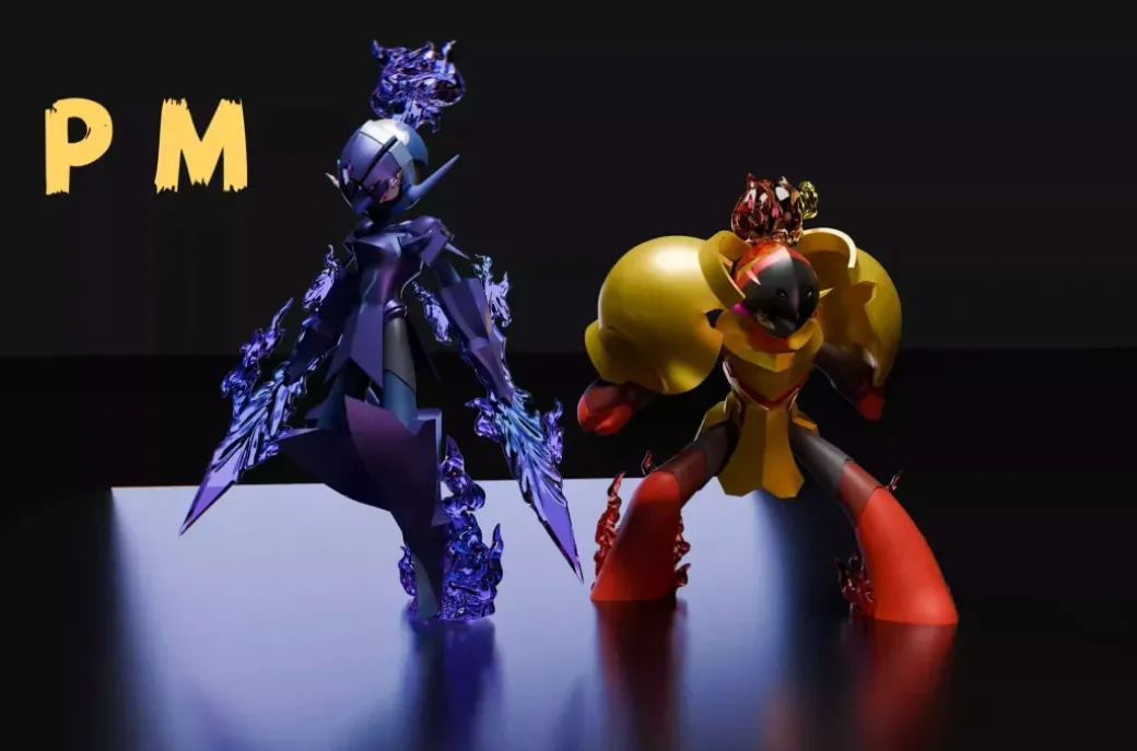 1/20 Scale World Zukan Evolution of Ceruledge & Armarouge Set - Pokemon Resin Statue - PM-Studios