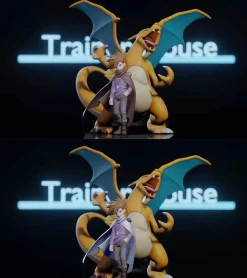 1/20 Scale World Zukan Green Oak & Charizard - Pokemon Statue - Trainer House Studios