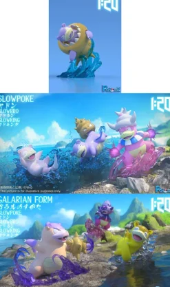 1/20 Scale World Zukan Kanto & Galarian Region Slowpoke Family - Pokemon Resin Statue - PCHouse Studios