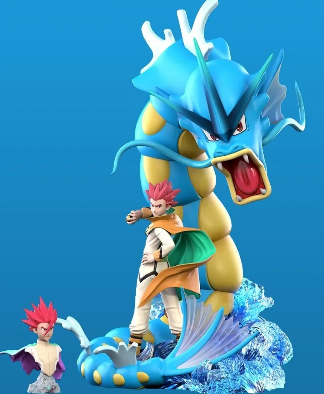 1/20 Scale World Zukan Lance & Gyarados - Pokemon Resin Statue - QN Studios