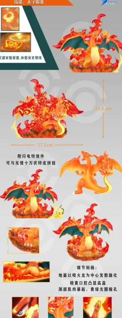 1/20 Scale World Zukan Leon & Charizard - Pokemon Resin Statue - QN Studios