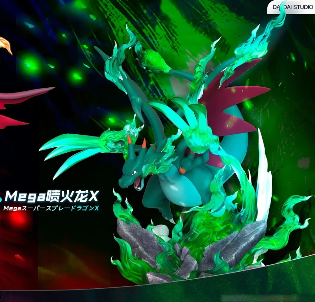 1/20 Scale World Zukan Mega Charizard X & Mega Charizard Y - Pokemon Resin Statue - DaiDai Studio