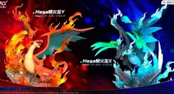 1/20 Scale World Zukan Mega Charizard X & Mega Charizard Y - Pokemon Resin Statue - DaiDai Studio
