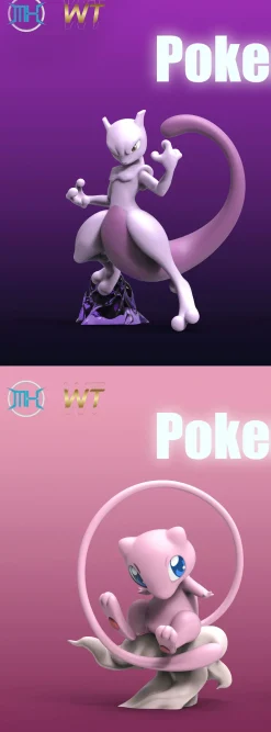 1/20 Scale World Zukan Mew & Mewtwo - Pokemon Resin Statue - MX Studios [In stock]