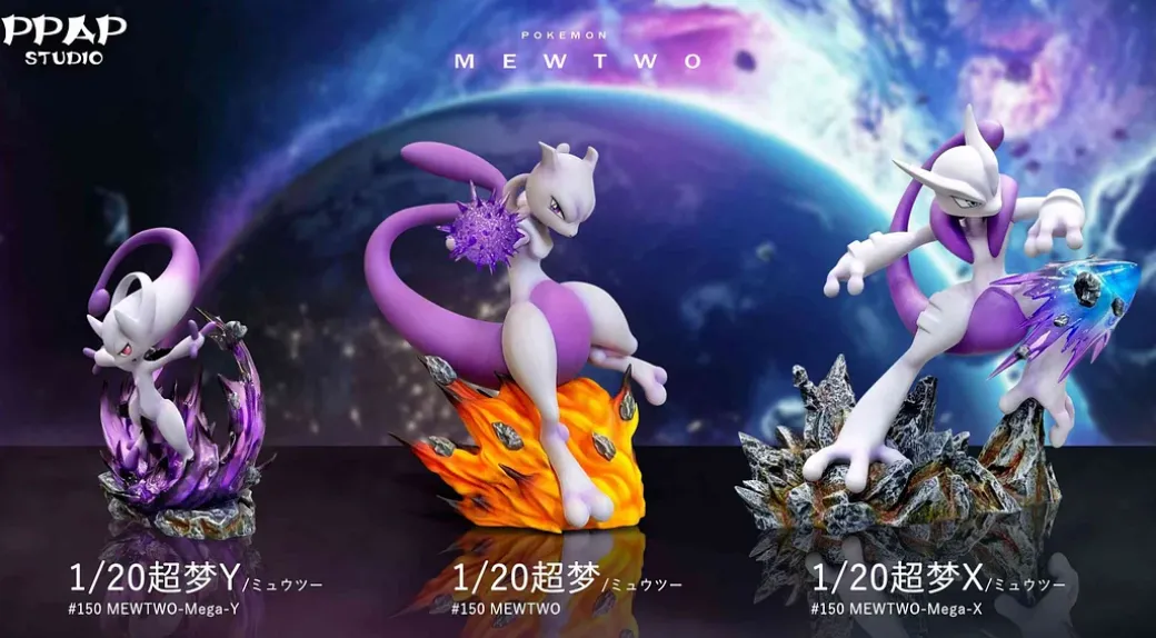1/20 Scale World Zukan Mewtwo Mega X & Mega Y - Pokemon Resin Statue - PPAP Studios