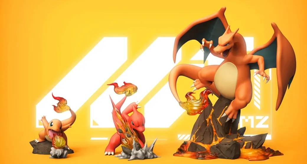 1/20 Scale World Zukan Original Colour Charizard Evolution Set - Pokemon Resin Statue - MZ Studio