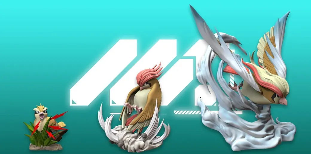 1/20 Scale World Zukan Original Colour Pidgeot Set - Pokemon Statue - MZ Studio