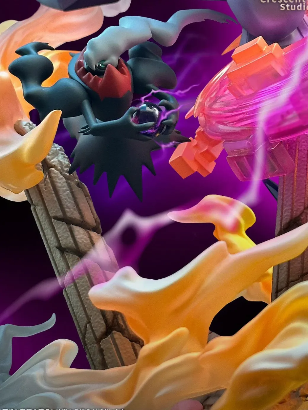 1/20 Scale World Zukan Palkia & Dialga Battle on Space-Time Tower with LED & Sound - Pokemon Resin Statue - Crescent-Studios