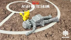 1/20 Scale World Zukan Petrochemical Ash Ketchum & Frustrated Pikachu - Pokemon Statue - Braviary Studio