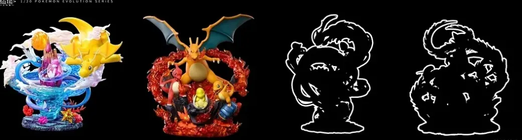 1/20 Scale World Zukan Pokemon Evolution Series 002 Charizard Family with LED - Pokemon Resin Statue - Fairyland Studio
