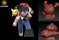 1/20 Scale World Zukan Red & Pikachu & Poliwhirl & Bulbasaur - Pokemon Statue - sun Studio
