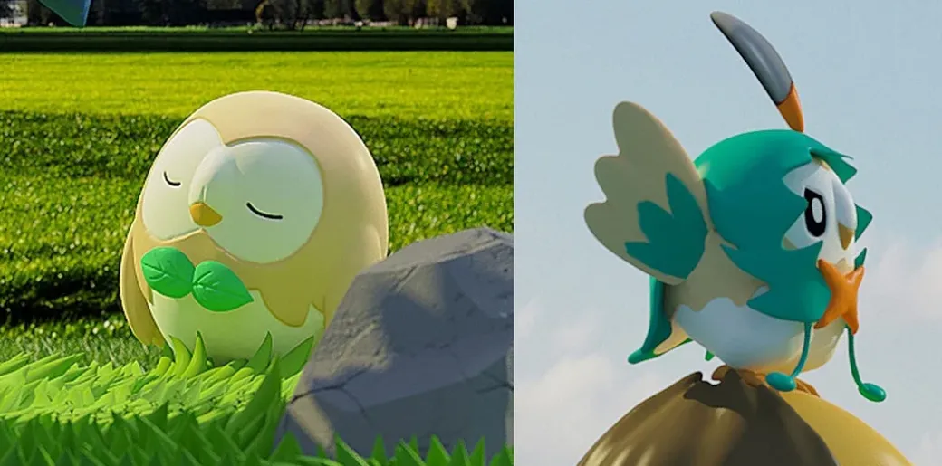1/20 Scale World Zukan Rowlet Set & Tauros & Scraggy - Pokemon Resin Statue - TS Studios