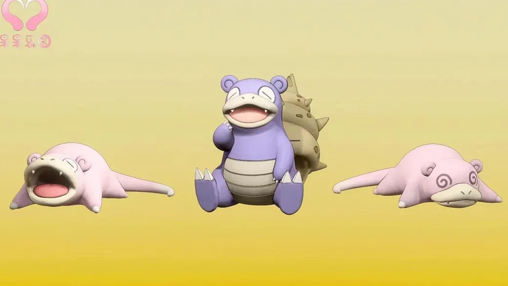 1/20 Scale World Zukan Sleepy Slowpoke & Can't Fight Slowpoke & Sleepy Slowbro - Pokemon Statue - DaiDaiLeYuan Studios