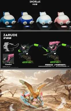 1/20 Scale World Zukan Snorlax & Zarude & Evolution of Fearow Set - Pokemon Resin Statue - Wonder Studio