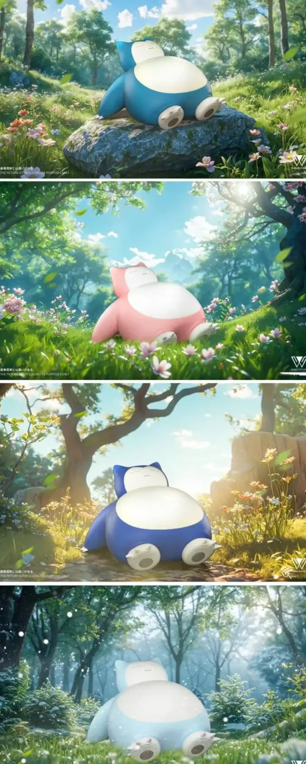 1/20 Scale World Zukan Snorlax & Zarude & Evolution of Fearow Set - Pokemon Resin Statue - Wonder Studio