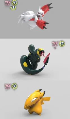 1/20 Scale World Zukan Zangoose & Seviper & Pikachu - Pokemon Resin Statue - EC-Studio