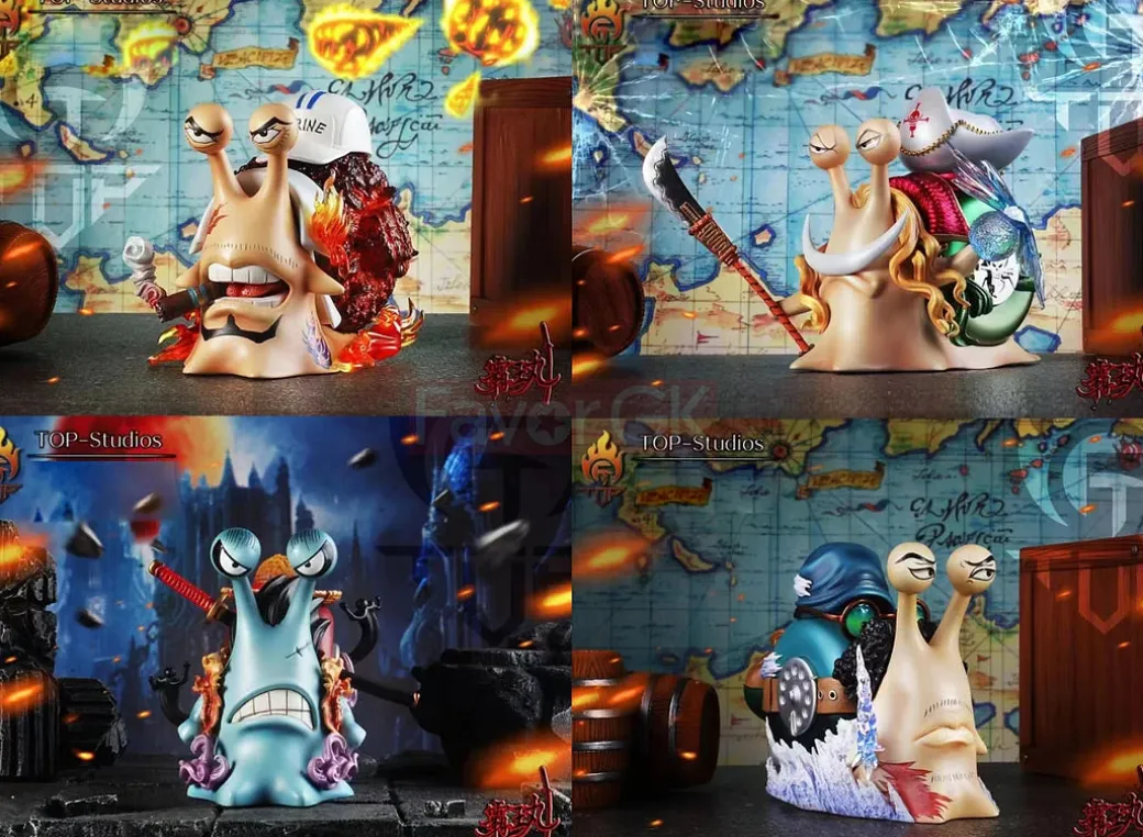 Akainu/ Sakazuki, Nightmare Luffy, Young Whitebeard/ Edward Newgate, Wanderer Aokiji/ Kuzan's DenDen Mushi - ONE PIECE Resin Statue - TOP-Studios