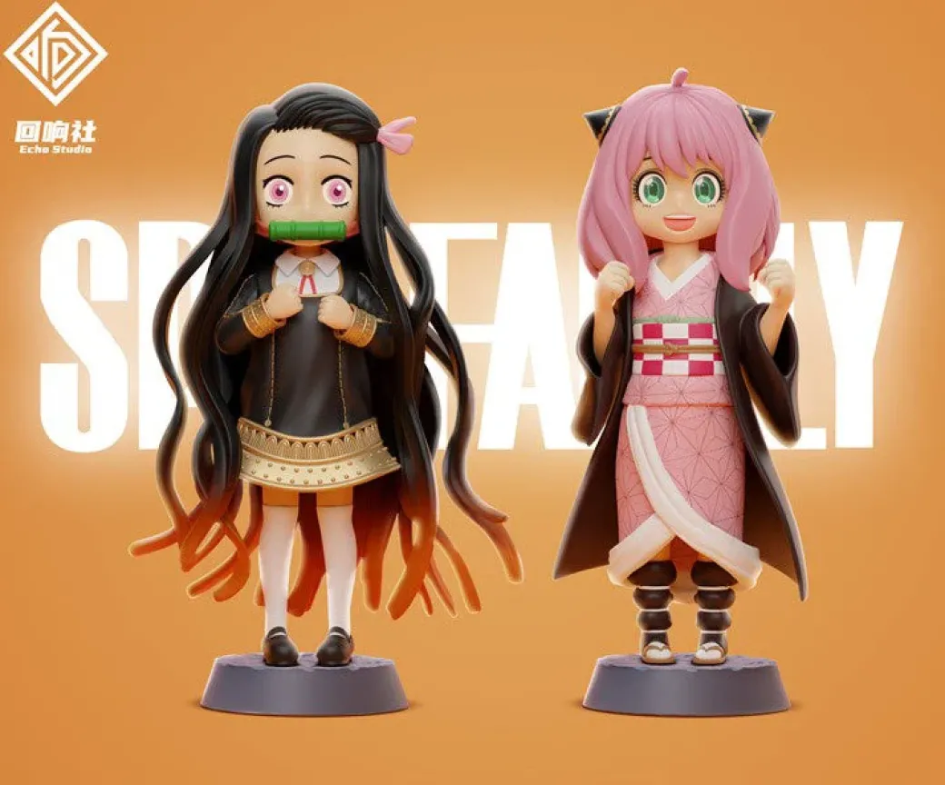 Anya Forger & Nezuko Kamado - SPY X FAMILY Demon Slayer: Kimetsu no Yaiba Resin Statue - Echo Studio