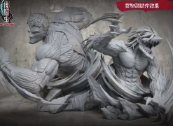 Armored Titan & Falco Grice's Jaw Titan Bust Statue With LED - Attack On Titan Resin Statue - GDC-Studio