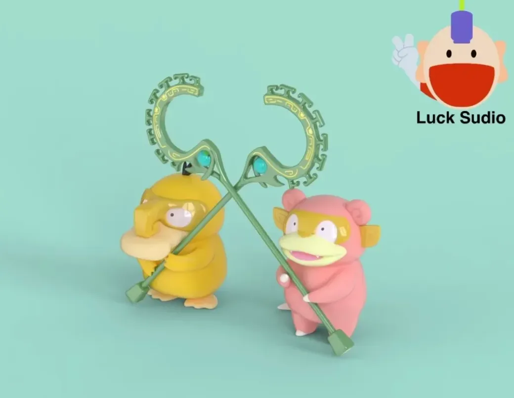 Barrier Beasts Psyduck & Slowpoke - Ne Zha Pokemon Statue - Luck Studio