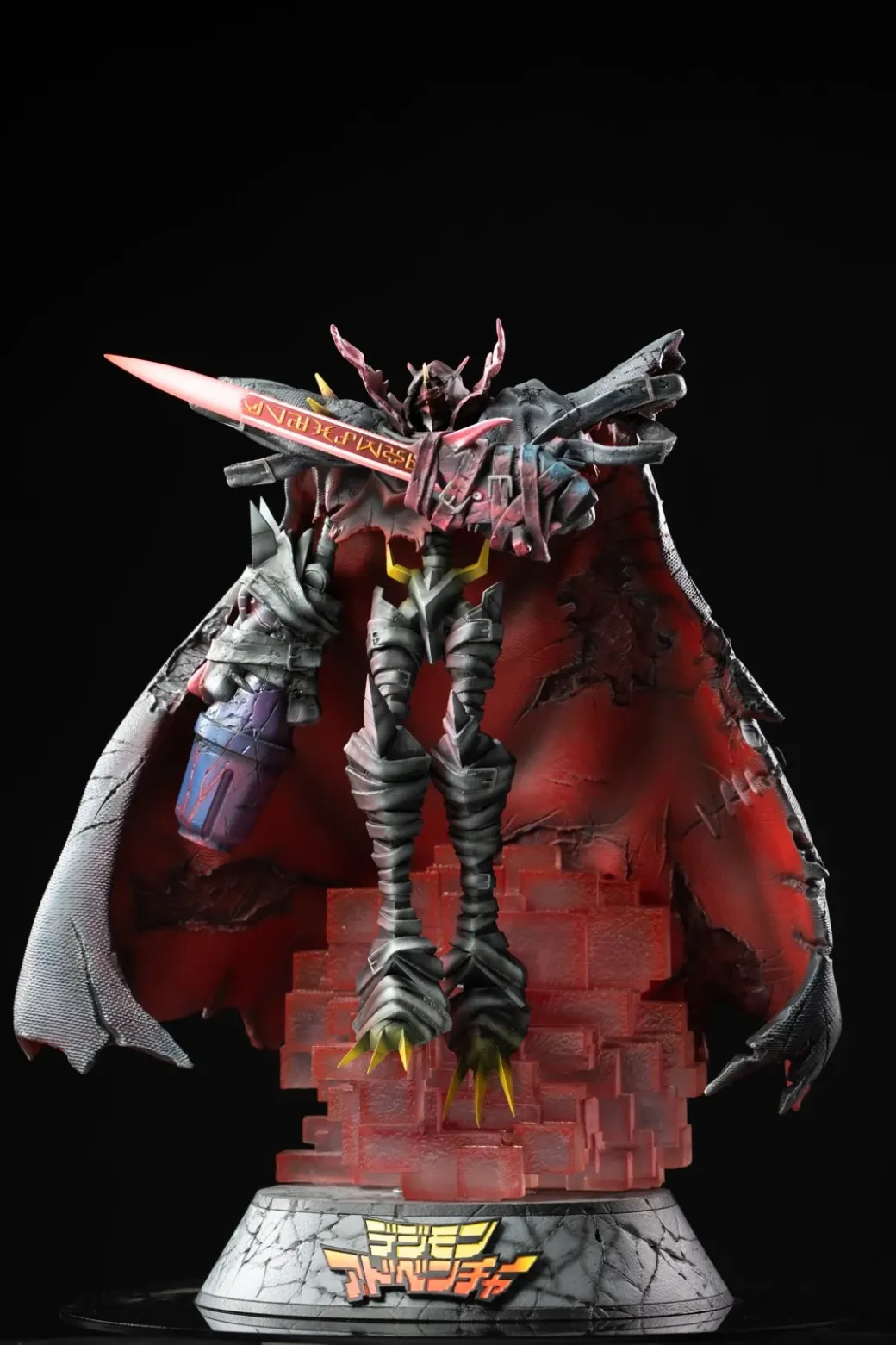 Battle Damaged Omegamon Zwart with LED - Digimon Resin Statue - MO Studio