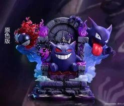Big & 1/20 Scale World Zukan Throne Gengar Family - Pokemon Statue - sun Studio