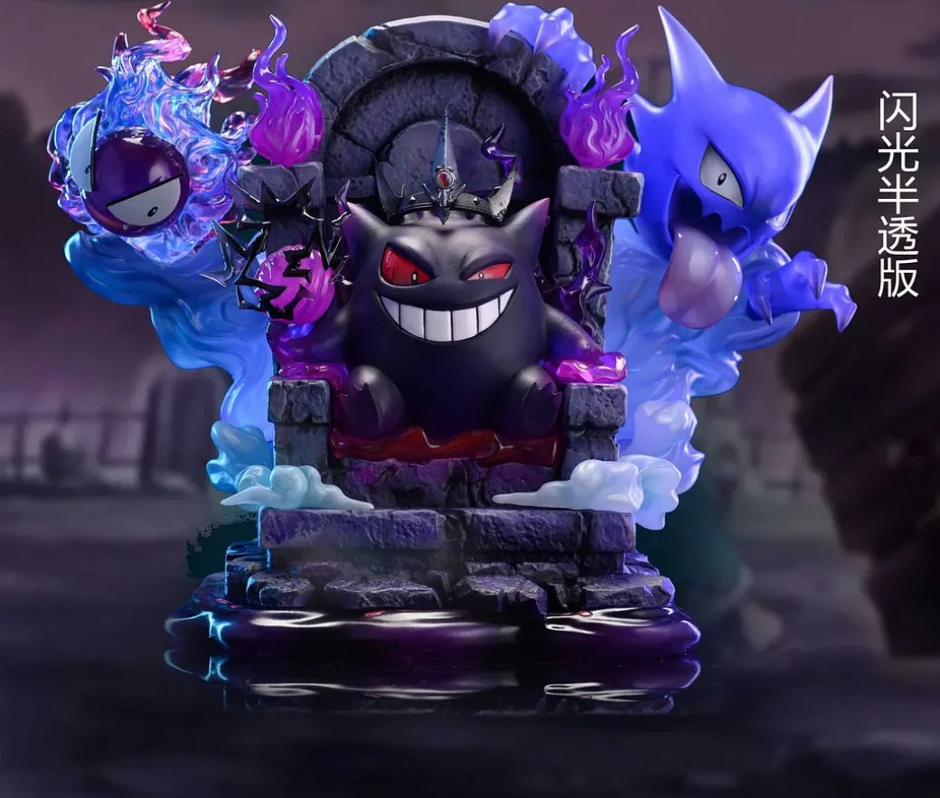 Big & 1/20 Scale World Zukan Throne Gengar Family - Pokemon Statue - sun Studio
