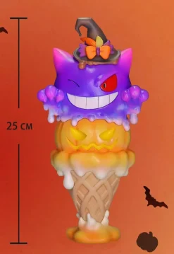 Big & Small Scale Halloween Pumpkin Ice Cream Gengar - Pokemon Resin Statue - Poker-Studios