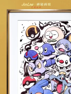 Big & Small Size Inkjet Style Decorative Painting Starter Pokemon of Ninth Generation - Pokemon Decorative Painting - Mystical Art Studios