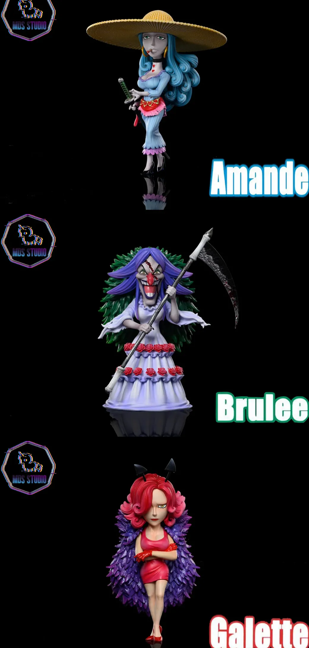 Big Mom Pirates Charlotte Amande & Charlotte Brulee & Charlotte Galette - ONE PIECE Resin Statue - MDS Studio