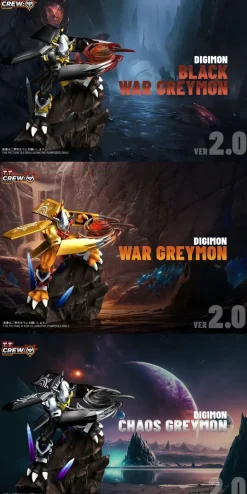 Black WarGreymon & WarGreymon & Chaos Greymon - Digimon Resin Statue - TT Crew Studio