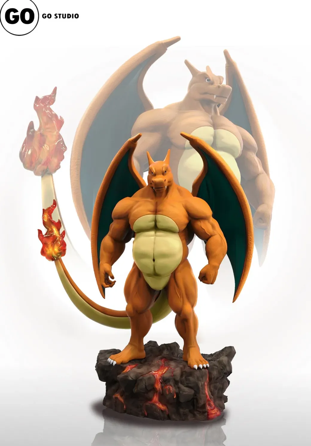 Bmax Scale Furry Orc Charizard - Private - Pokemon Resin Statue - GO Studios