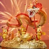 Brilliant Golden Light Dragon Dance Ver. Pikachu with LED - Pokemon Resin Statue - MM Studio