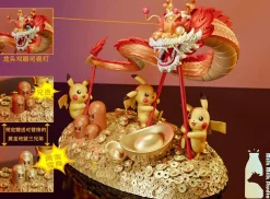 Brilliant Golden Light Dragon Dance Ver. Pikachu with LED - Pokemon Resin Statue - MM Studio