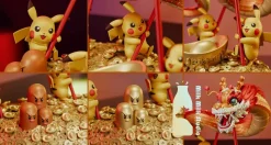 Brilliant Golden Light Dragon Dance Ver. Pikachu with LED - Pokemon Resin Statue - MM Studio