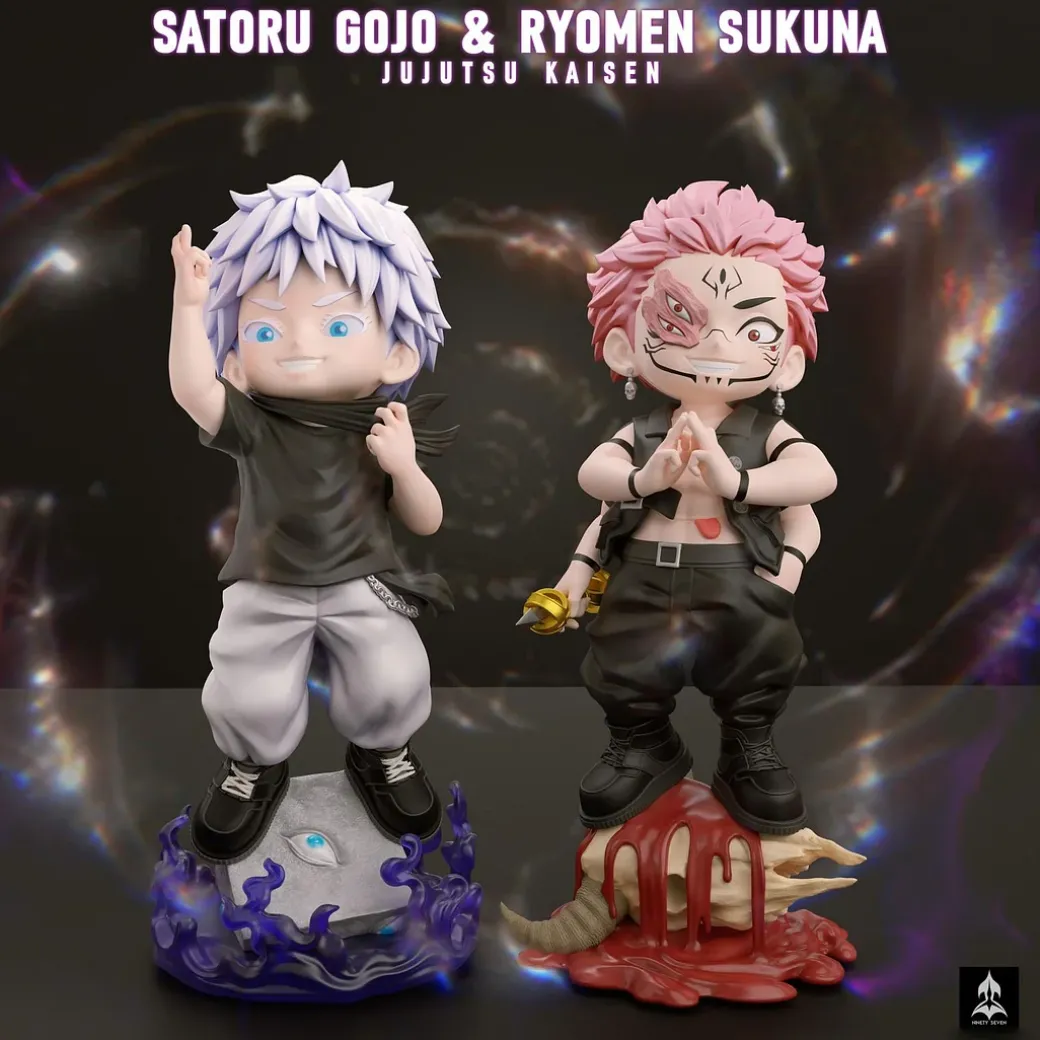Chibi Ver. 002 Satoru Gojo & Ryomen Sukuna - Jujutsu Kaisen Resin Statue - NINETY SEVEN Studio