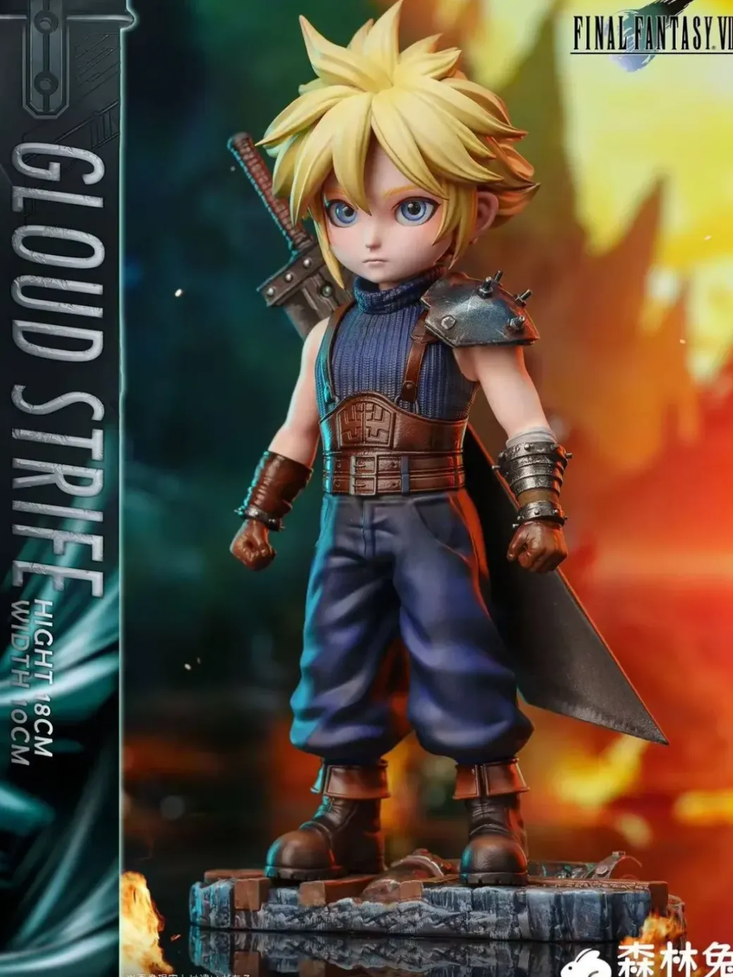 Chibi Ver. Cloud Strife - (FF7) Final Fantasy VII Statue - SenLinTu Studio