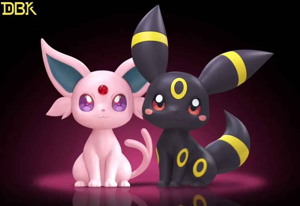 Chibi Ver. Espeon & Umbreon - Pokemon Resin Statue - DBK Studios