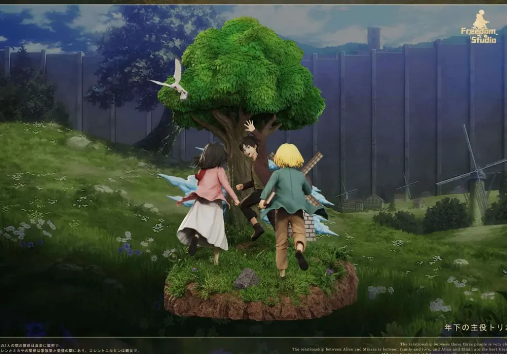 Childhood Friends Running to Tree on Hill - Attack On Titan Resin Statue - Freedom Studio