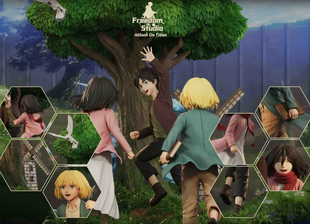 Childhood Friends Running to Tree on Hill - Attack On Titan Resin Statue - Freedom Studio