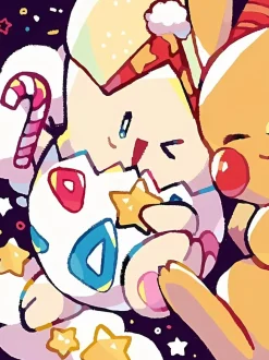 Christmas Pikachu & Togepi Decorative Painting - Pokemon - Xingkong Studio