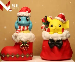 Christmas Series Gunnysack Pikachu & Christmas Shoes Squirtle - Pokemon Resin Statue - MengShe Studio