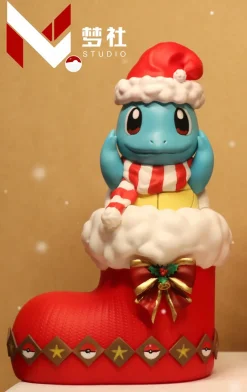 Christmas Series Gunnysack Pikachu & Christmas Shoes Squirtle - Pokemon Resin Statue - MengShe Studio
