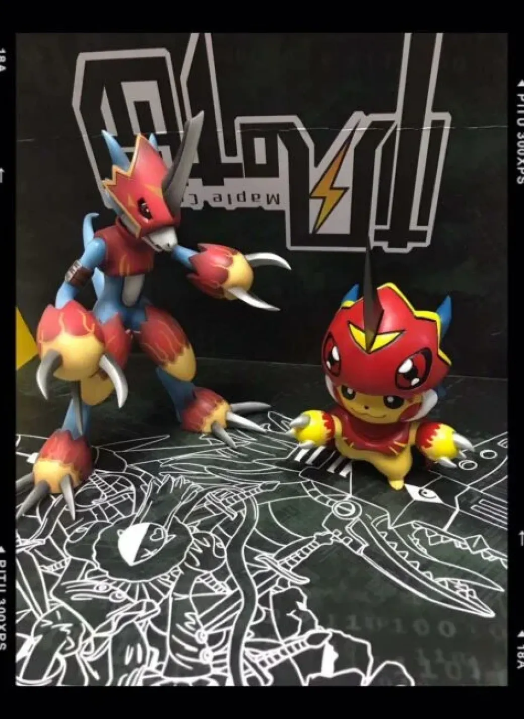 3CM & 8CM Fladramon, Lighdramon & Magnamon Cosplay Pikachu – Pokemon Digimon Resin Statue – FYY Studios