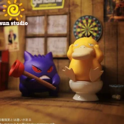 Constipated Psyduck & Unclogged Gengar - Pokemon Resin Statue - sun Studio